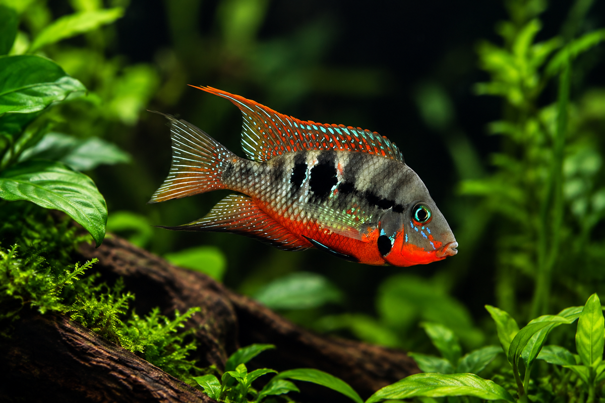 Firemouth cichlid (Thorichthys meeki), a Central American cichlid species
