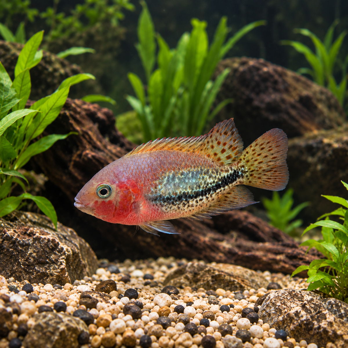 Vieja Bifasciata 5 inch Male with room around the whole fish
